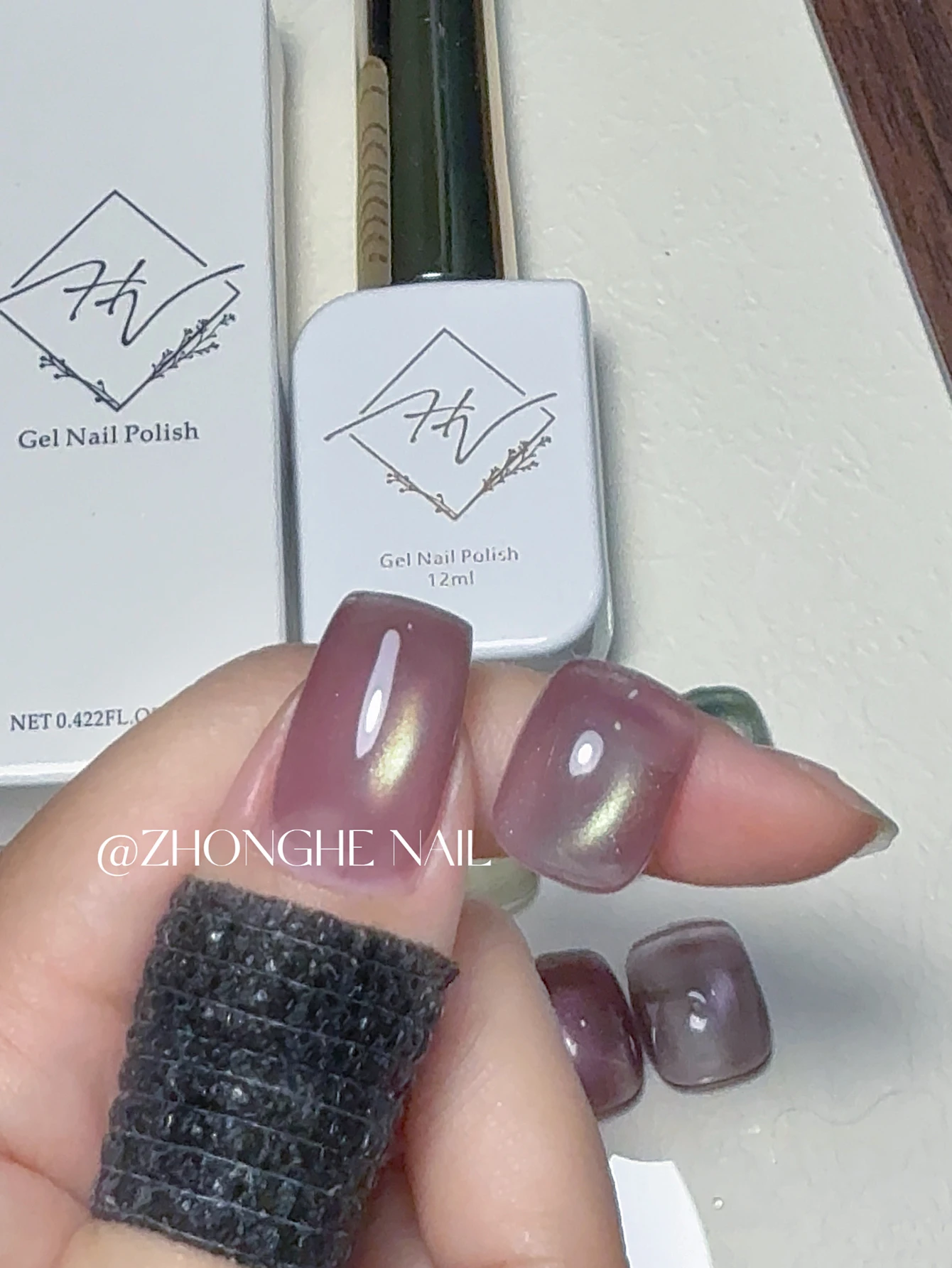 ZH-esmalte de uñas en Gel para ojos de gato, cuentas de cristal rosa y marrón de alta densidad, Y2K, Gel blanqueador Popular, 1 Uds.