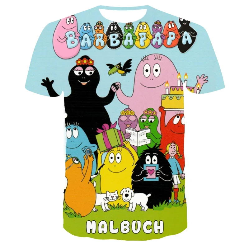 Cartoon Anime Barbapapa 3D Print T Shirt Kids Streetwear Round Neck Short Sleeve Fashion Harajuku Street Men Women Tops Tees