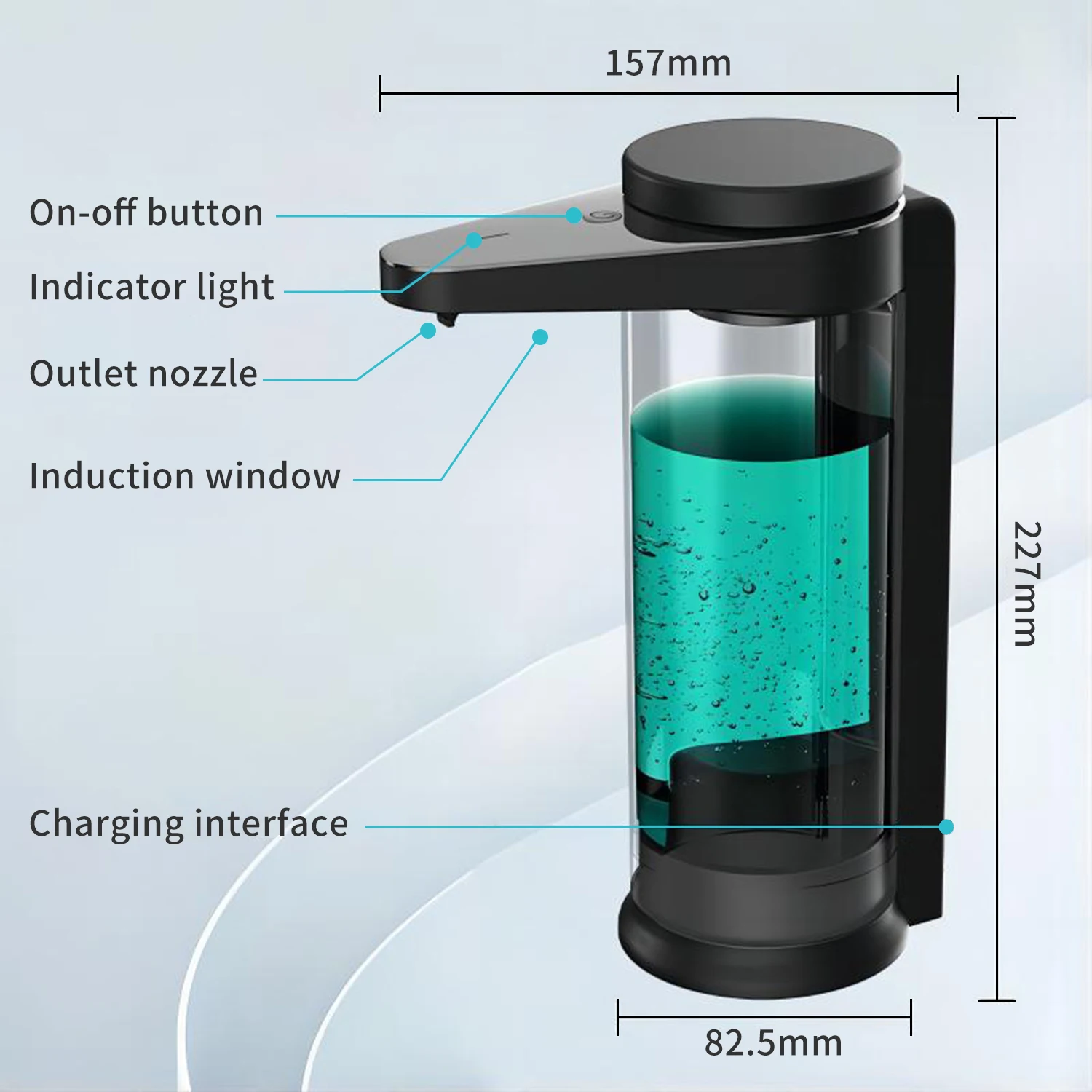 AIKE Automatic Liquid Soap Dispenser For Kitchen Soap Detergent Dispenser For Dishes Washing USB Rechargeable Sensor Dispenser