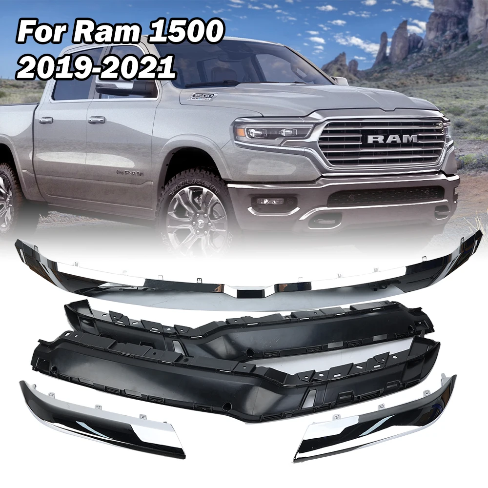 Front Grille Radiator Grills Trim for Ram 1500 2019 2020 2021 ABS Replacement 6BT13SZ0AJ Chrome Decorative Strip accessories