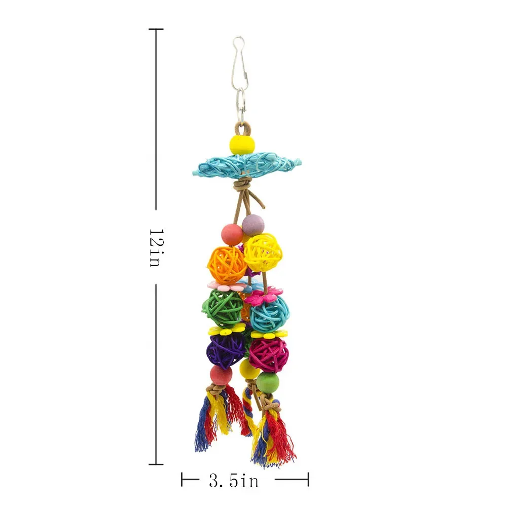 Colorful Wooden Parrot Chew Toys, Interactive Bite Bird Toys with Various Shapes for Large Parrots Pet Supplies