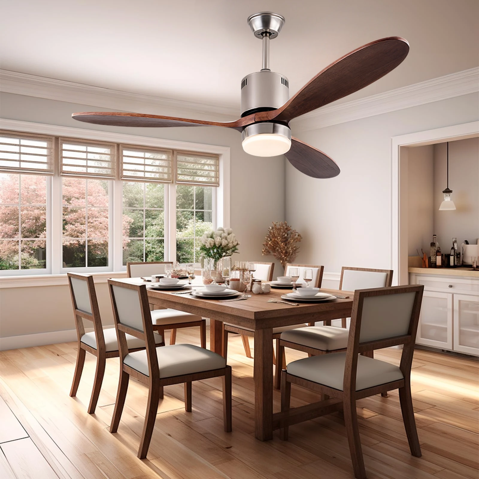 walnut madeira ventilador de teto com luz controle remoto velocidade reversivel dc motor silencioso interior 52 01