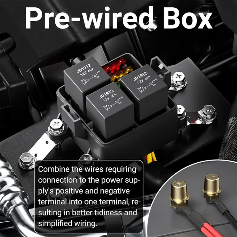 A99E-1 Set 12V 3 Way Waterproof Relay Box Pre-Wired Fuse And Relay Box ATC/ATO Blade Fuse For Automotive Cars Truck Boat