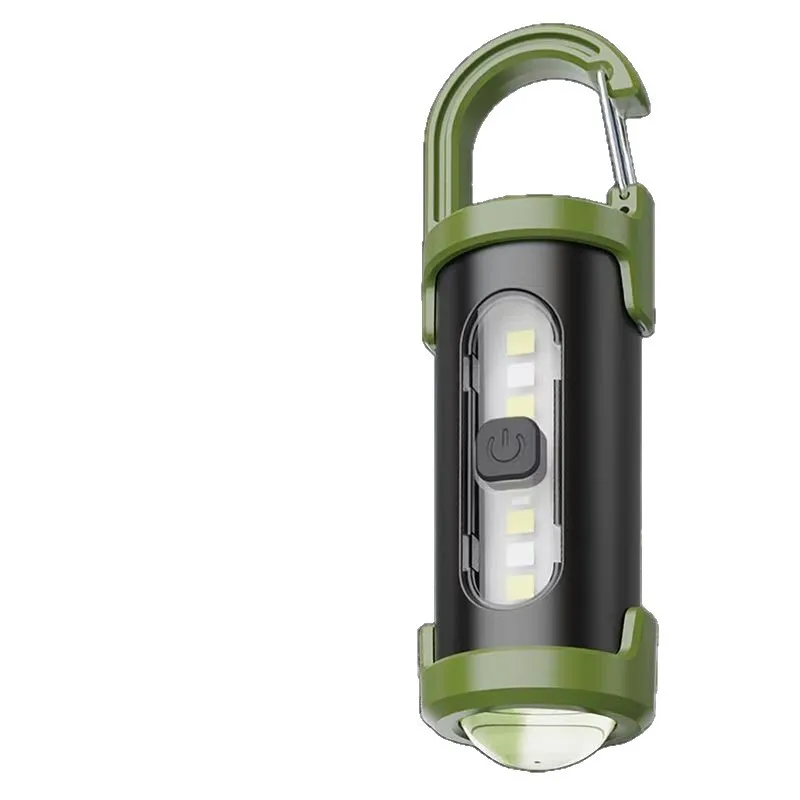 Multifunctional Mini Keychain Light: Outdoor Portable, with Hook, Rechargeable, Flood Light & Flashlight for Cross-Border