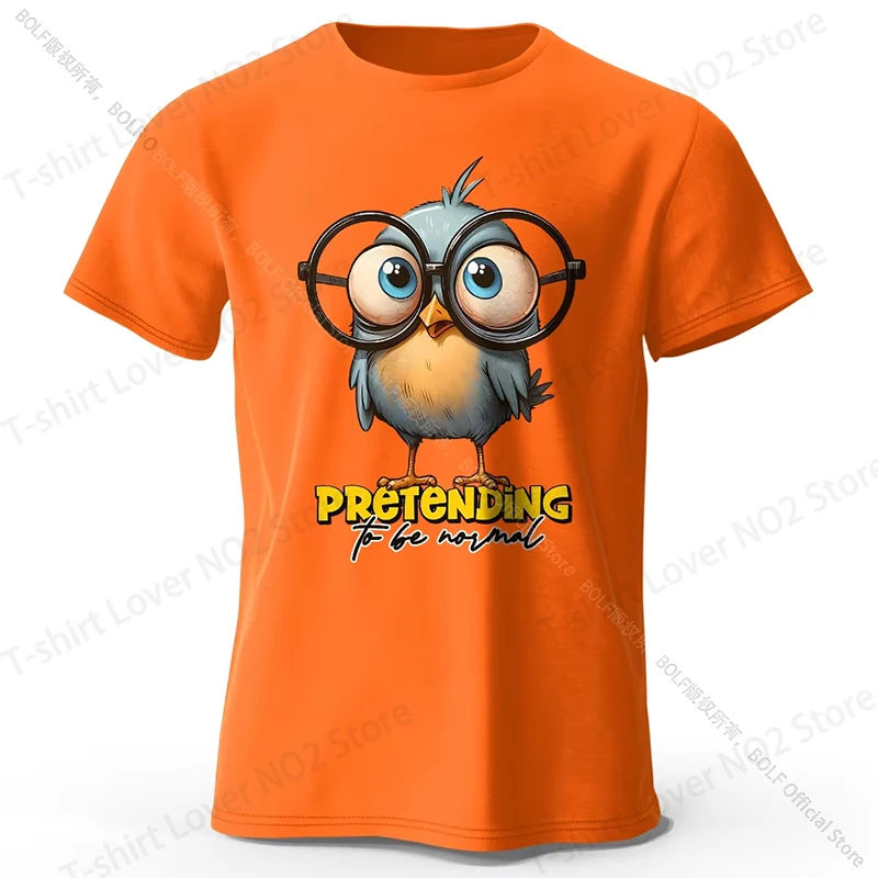 

Whimsical Cartoon Bird Doodle Print Fashion T-Shirt, Ultra Soft Round Neck Short Sleeve Tee for Men & Women