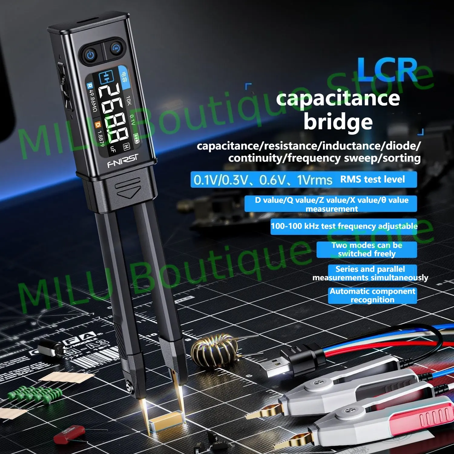 FNIRSI digital bridge tweezers LCR-ST2 high-precision second-generation handheld component tester