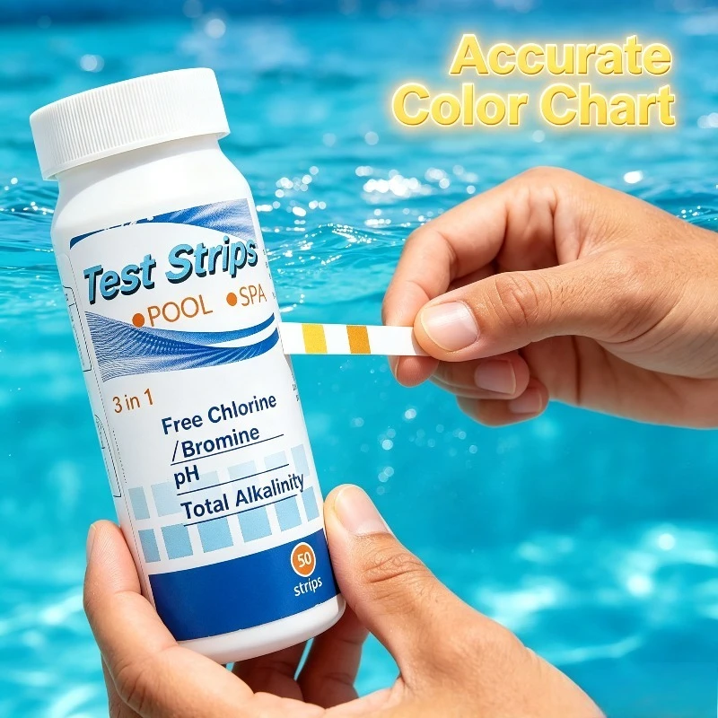 Hot Sell 3 In 1 Water Test Strips For Pool SPA Fish Tank Fast Read Chlorine PH Alkalinity Moisture Resistant Testing Kit（50PCS）