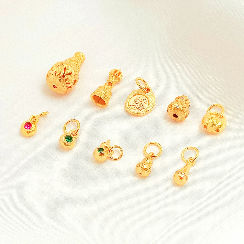 Brass Coated Gold Zircon Inlay Chinese Fengfu Water Drop Pendant DIY Jewelry Making Necklace Bracelet Accessory Materials