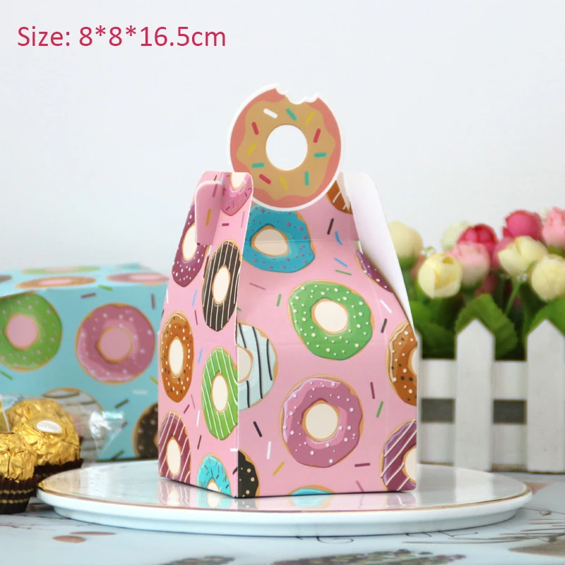 6PCS Donuts Gift Bags Candy Cookies Packaging Supplies DIY Kraft Paper Boxes Kids Gift Birthday Wedding Party Decoration