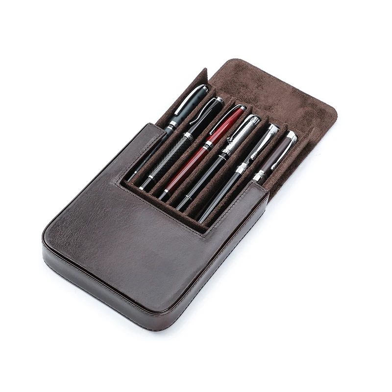 

CONTACTS FAMILY Pen Case Holder Genuine Leather Detachable Stationery organizer Cover Handmade Pen Box Shockproof Men Women