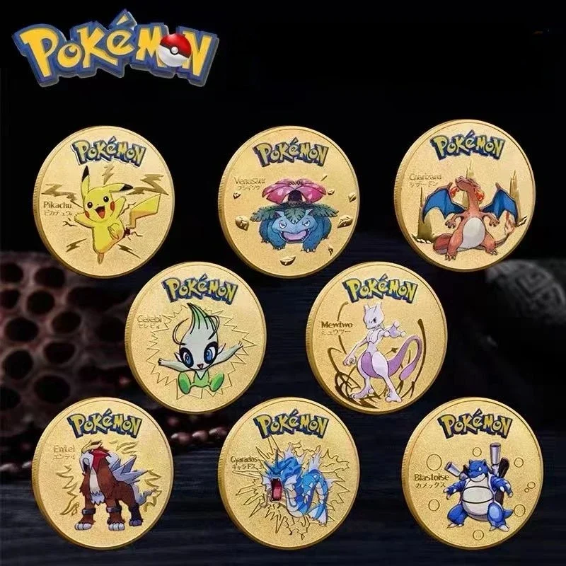 

Pokemon commemorative Coin Metal Coins Anime Commemorative Coin Charizard Pikachu Golden Pokemon Cards Round Metal Coin Toy Gift