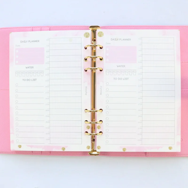 Domikee new cute kawaii school 6 holes refilling paper sheets for binder planner spiral notebooks:daily weekly monthly planner