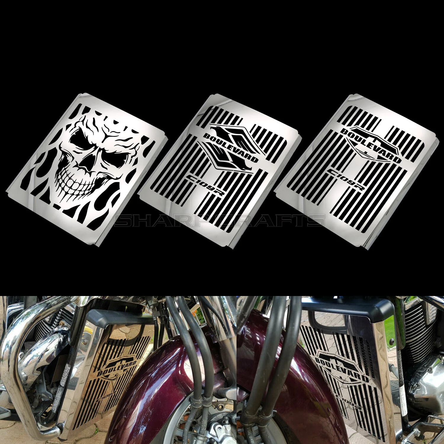 Para Suzuki bulevar C109R C109 R Intruder VLR 1800 tapas de radiador de motocicleta Protector de parrilla Protector de calavera cubierta enfriadora de tanque de agua