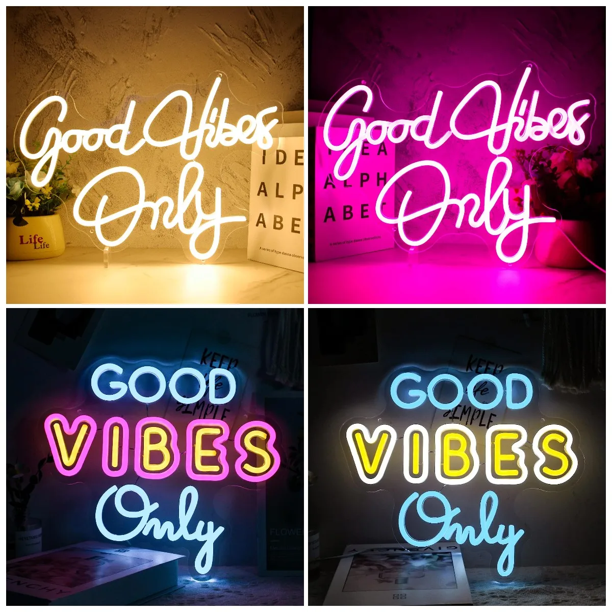 

Good Vibes Only Neon Sign Personalized Acrylic Neon light Wall lamp Room Bedroom Decor Party Home Theater Decoration