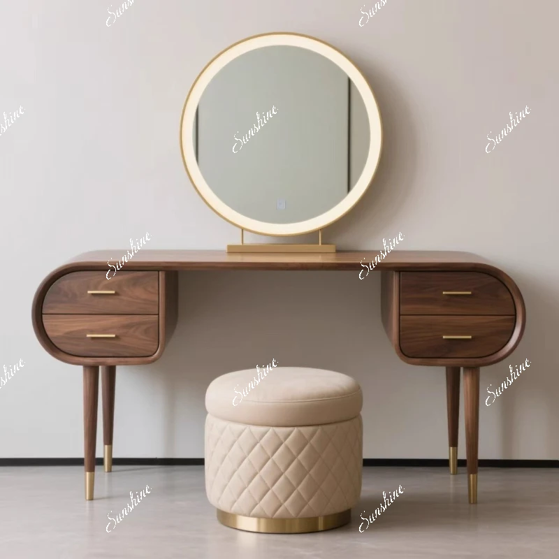 

Nordic, dressing table solid wood bedroom modern simple light luxury dressing table