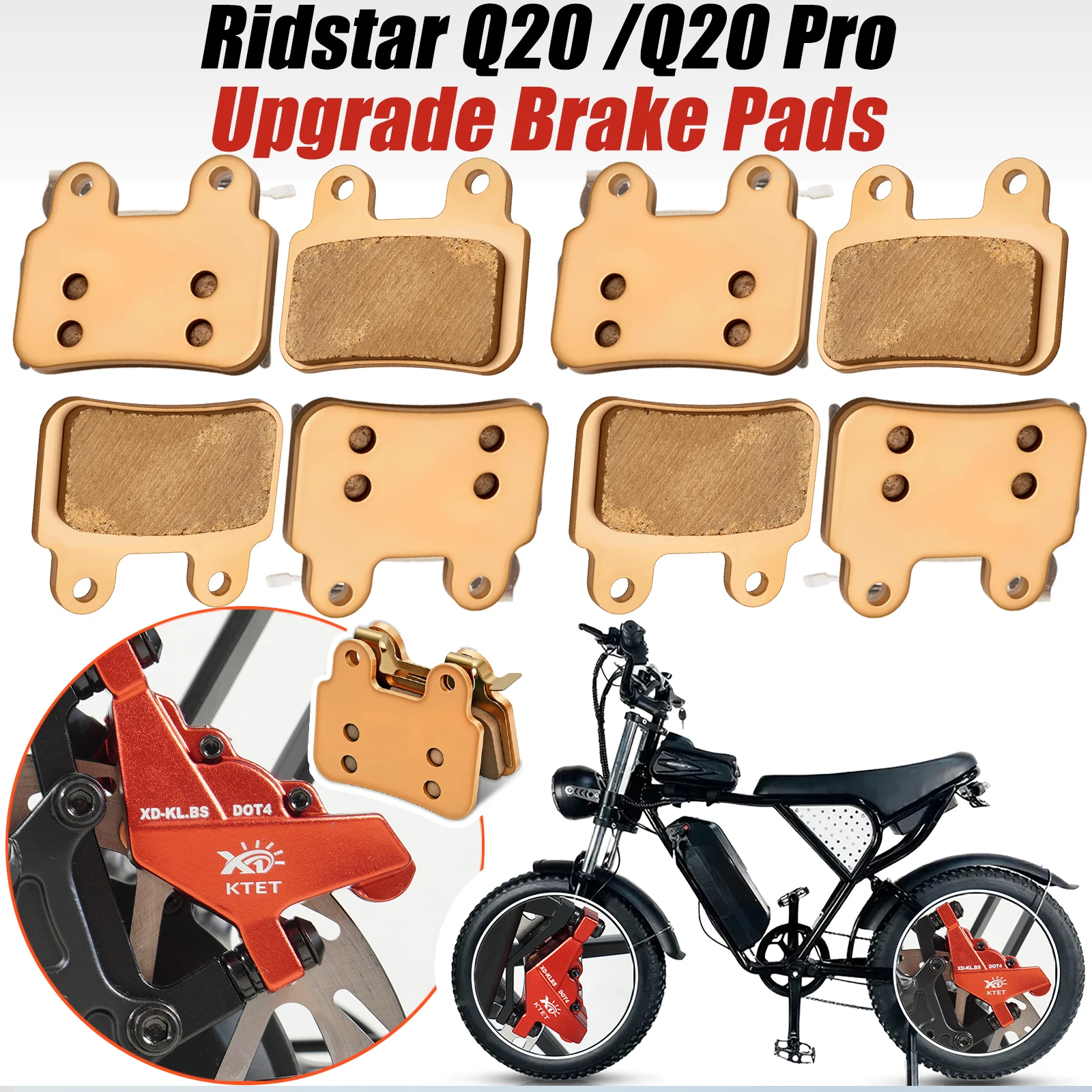

Fit XD/XOD Calipers: 2-Pack Sintered Metal Pads for Ridstar Q20/Q20mini/Q20Pro/Mn26/H20Pro/Dc26 Front/Rear Ebike