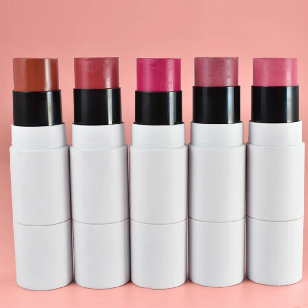 Private Label White Tube High Pigment Creamy Blush Stick Custom Logo Cheek Blusher with Brushes All Skin Type Makeup Wholesale