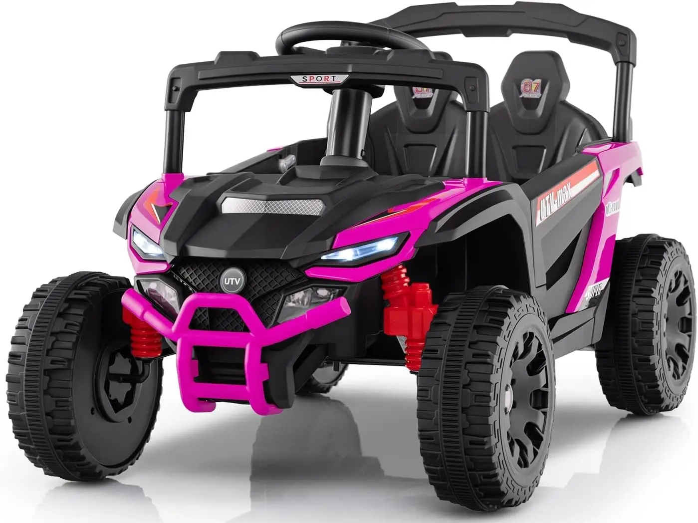 12V Ride On Car UTV Electric Off Road Truck Remote Control Lockable Doors Safety Belt Horn Music Lights 4 Wheeler Toys Kids Todd