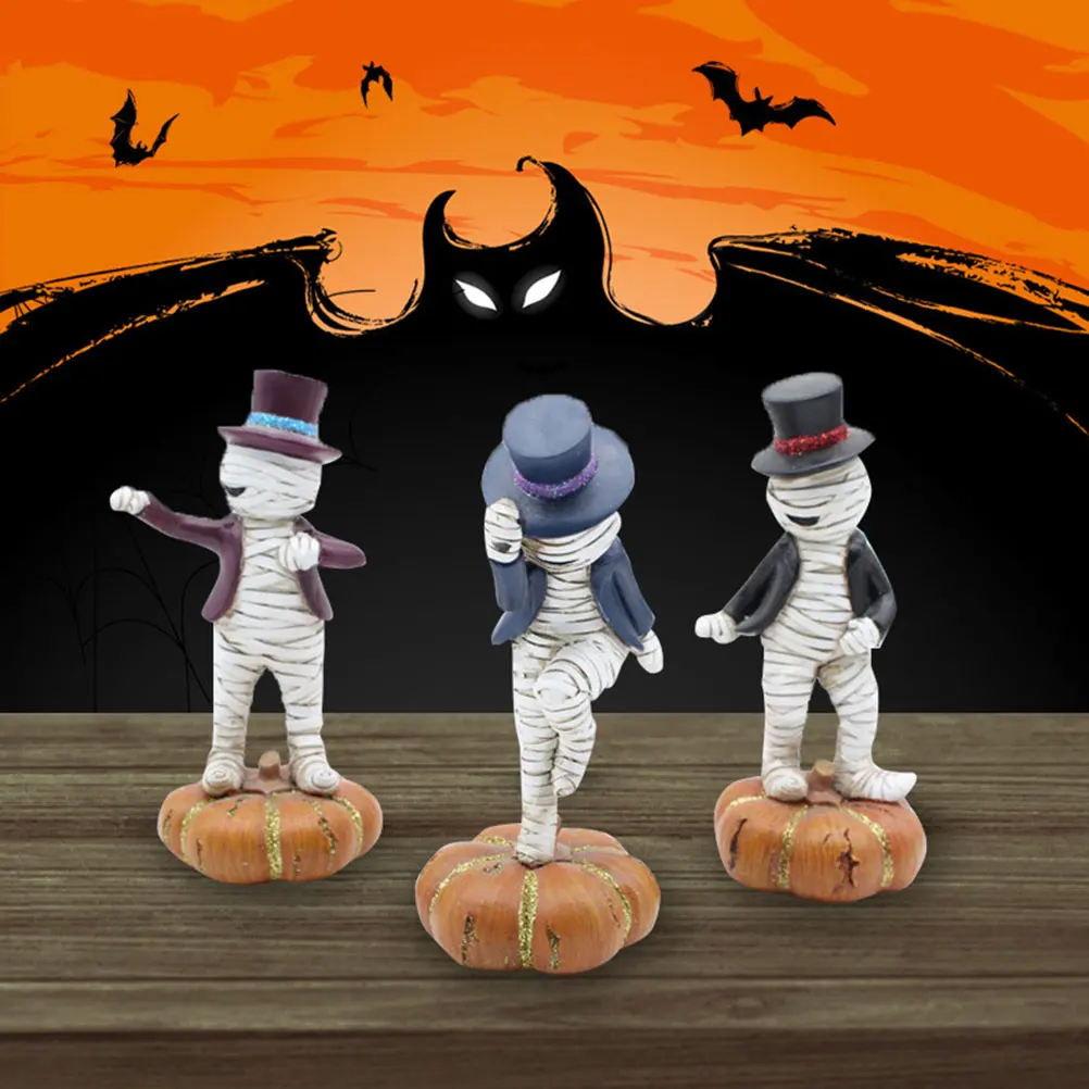 

3 Pcs Decorations Mummy Ornaments Small Dancing Household Halloween Statue