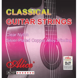 Alice A107-N/H 1st-6th Classical Guitar Strings Set Clear Nylon Core Silver Plated Copper Alloy Wound High/Normal Tension