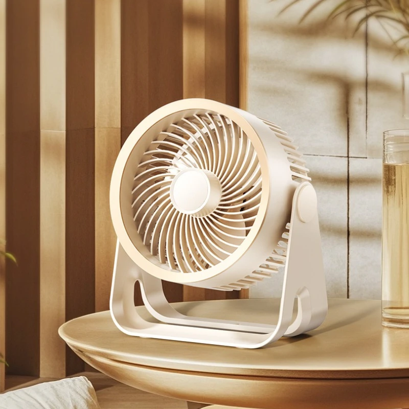 Obrotowy wentylator biurkowy USB z lampką nocną 5 regulowanych prędkości Ultra-cichy cyrkulacja powietrza Przenośny wentylator studyjny z akumulatorem do biura