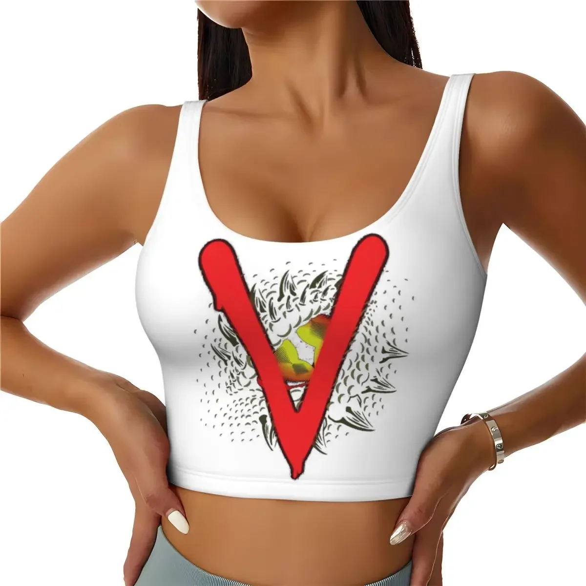 Custom V The Visitors Insignia Women Sports Bra High Impact Vest Gym Workout Yoga Crop Tank Tops