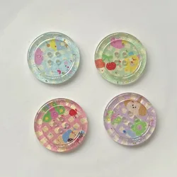 10Pcs Shining Powder Cute Cartoon Round Button -  Clothing Sewing Accessories for Kids Woman Hairpins Clip DIY Deco for Girls