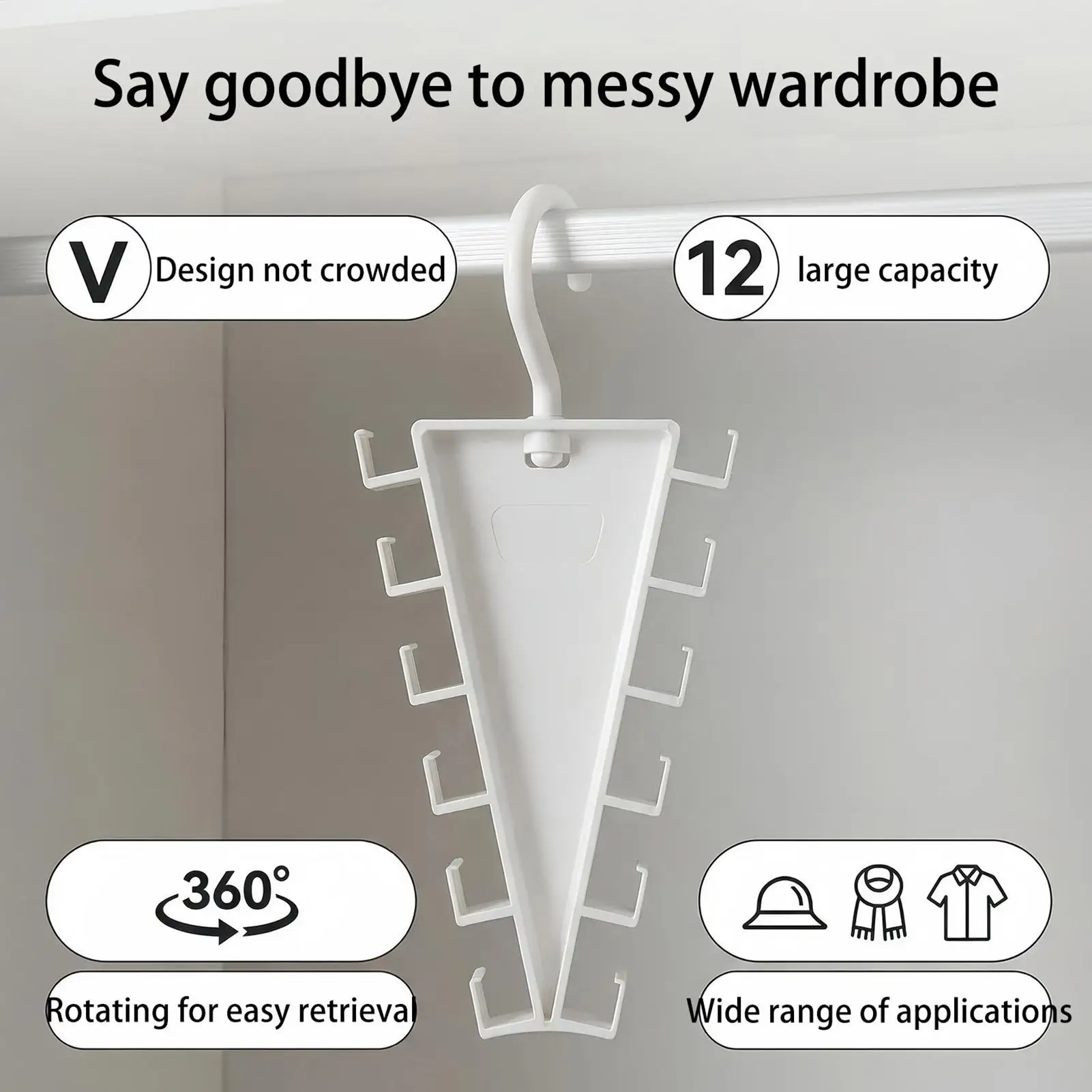 Closet Hangers with 12 Hooks, 360 Rotatable Design