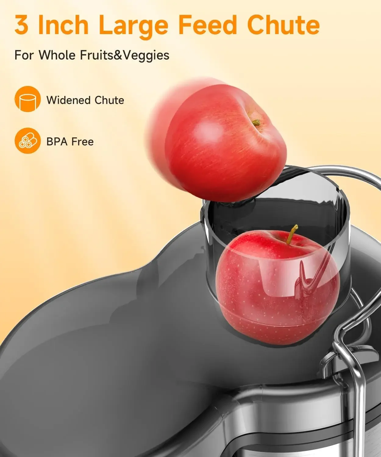 ماكينة عصارة قوية للفاكهة الكاملة ، شلال عريض 3 بوصة ، كفاءة عالية الإنتاجية ، مستخرج العصير بـ 3 سرعاات ، سهل