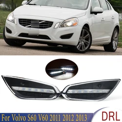 1Pair Front Bumper LED DRL Daytime Running Light Driving Fog Lamp With Cover Frame For Volvo S60 V60 2011 2012 2013