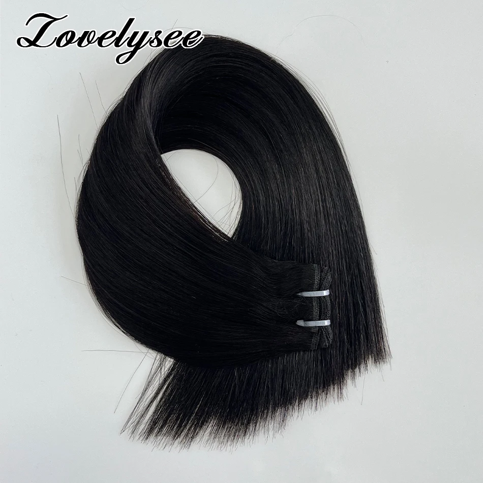 1B# Long Straight Human Hair Weft India Hair Double Weft Remy Hair Extensions for Women No Clips 100 Grams 11 to 27 inches