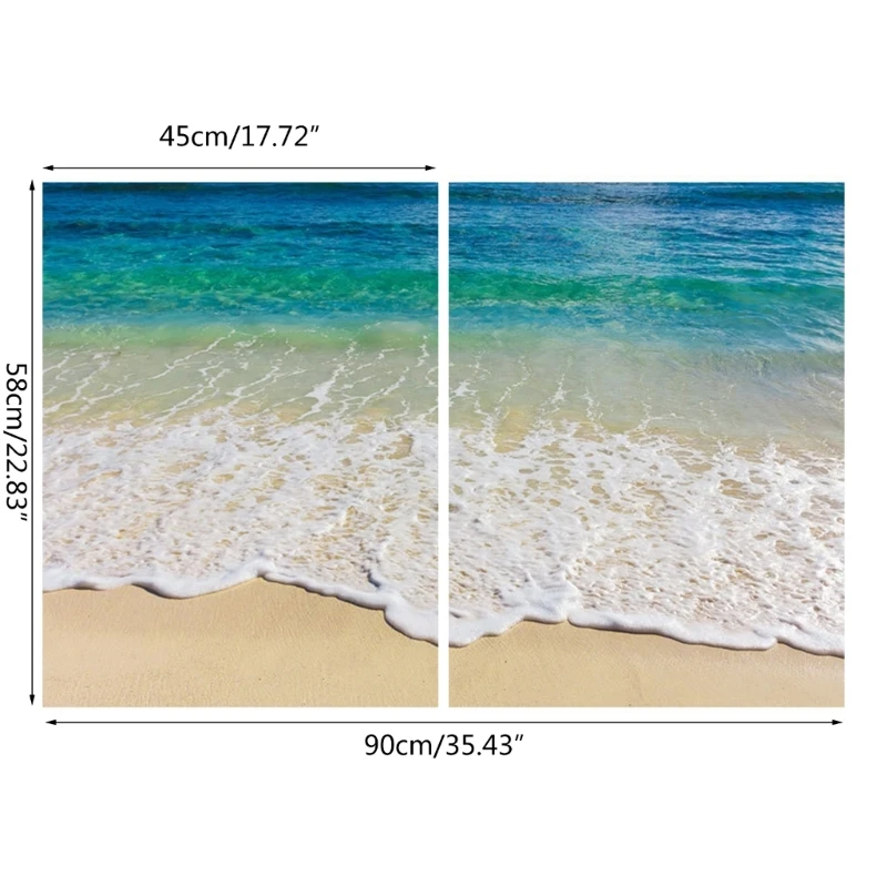 E7CD Removable Beach Floor Sticker Bathroom 3D Ocean Wall Decal Creative Floor Tiles Painting Murals Sticker Wall Decorat
