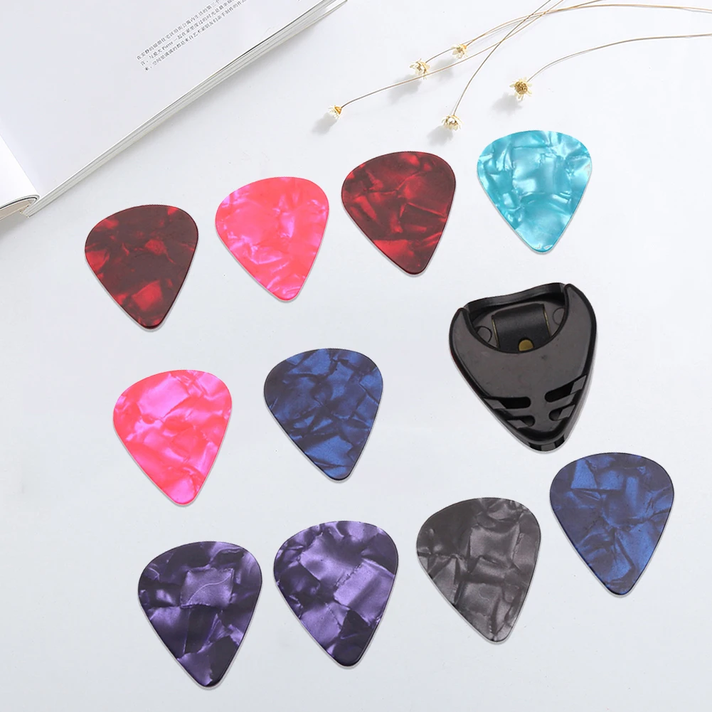 10Pcs Electric Guitar Picks Multifunction Guitar Picks & Pick Holder Set Acoustic Guitar Picks Celluloid Guitar Accessories