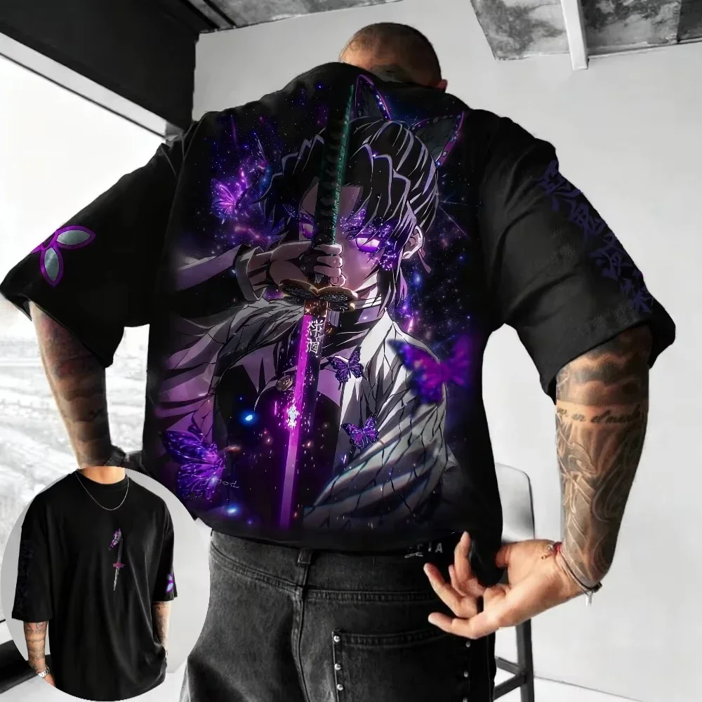 

2026 Demon Slayer Men's and Women's Summer Cotton T-shirt New Anime Printed Harajuku Plus Size Casual Loose Parent Child Top