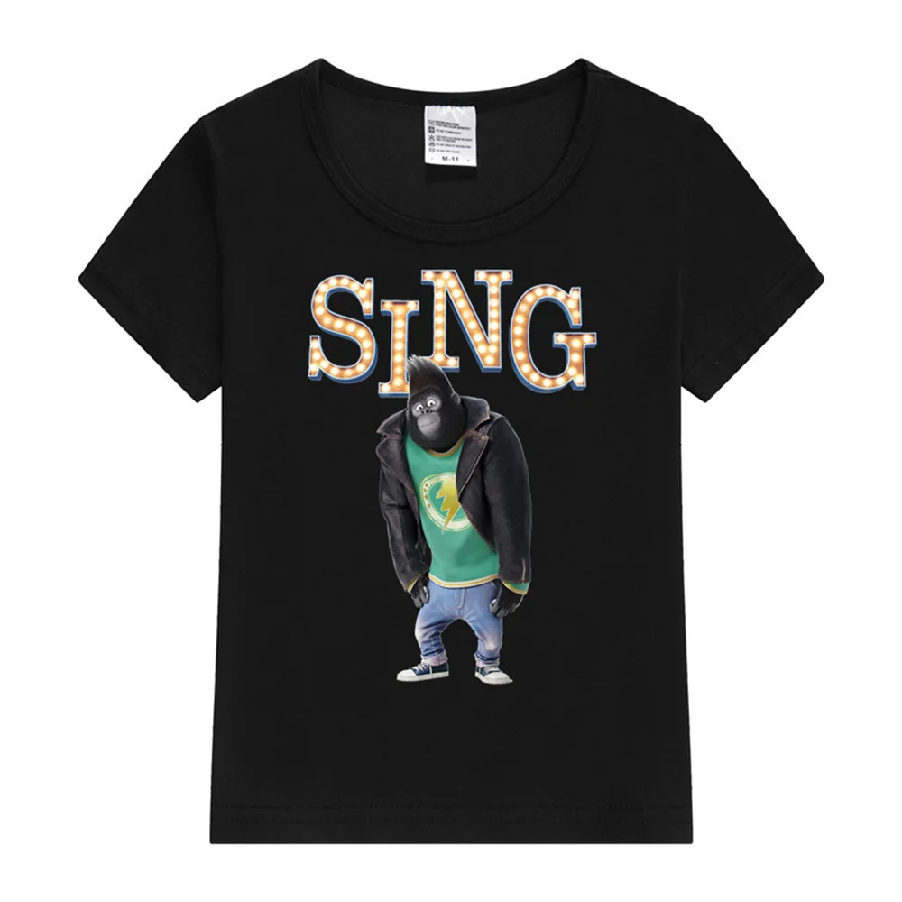 Johnny Gorilla Sing T-shirt Kids Sing Movies TShirts Summer Short Sleeve Top Hip Hop Streetwear Boys Girls Harajuku Fashion Tees