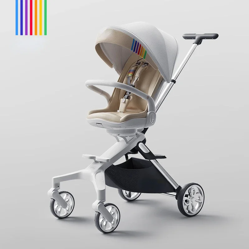 Baby walking artifact, light and foldable, two-way sitting and lying high landscape trolley