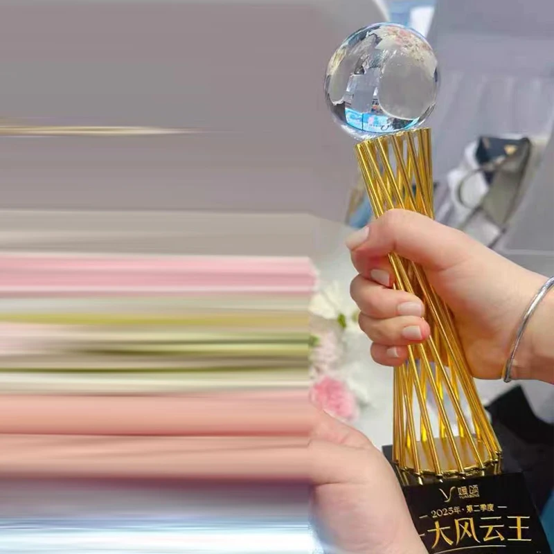 Customized Metal Trophy, High-transparent Crystal Ball, Can Choose Basketball Football Volleyball Earth Sports Award Trophy, 1Pc