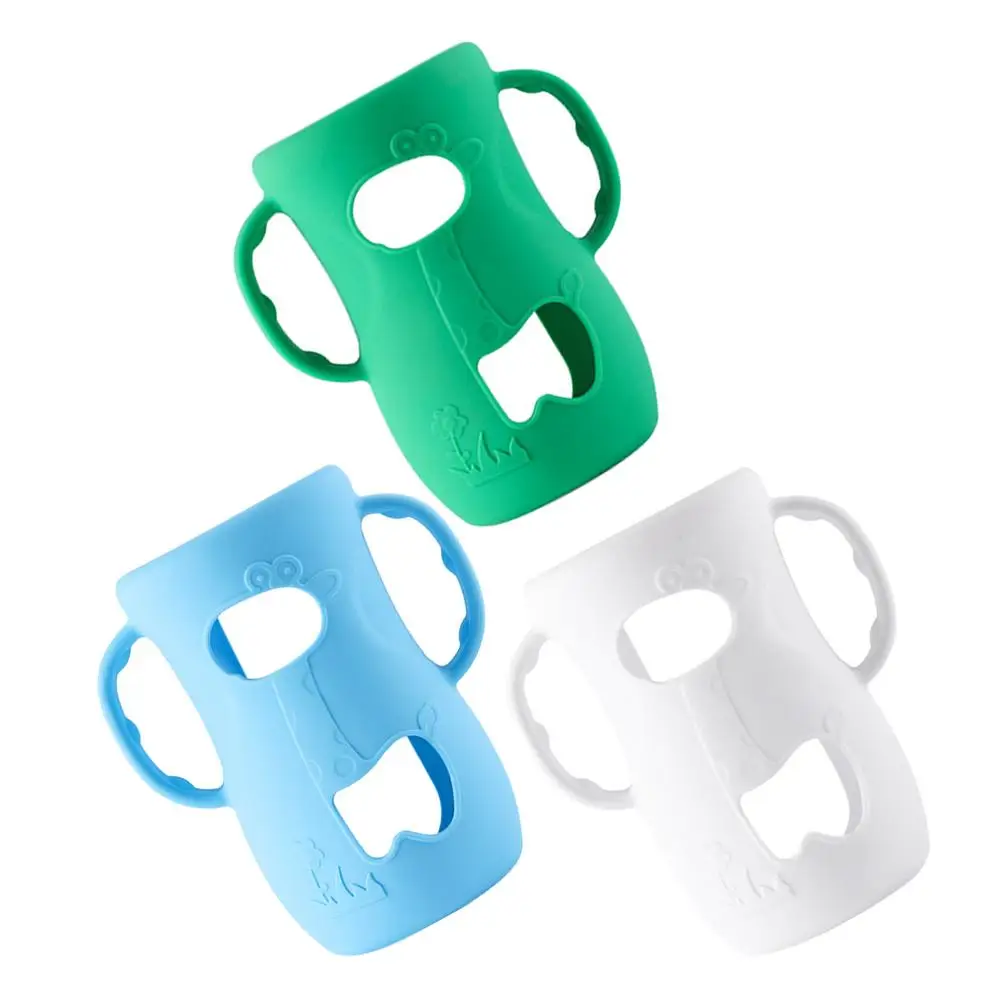 3 Pcs Glass Bottle Cover Silicone Baby Sleeves Handles Protector Hot Water Nursery Bottle Durability