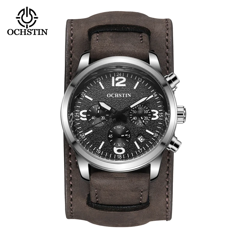 

OCHSTIN New Men Watches Top Brand Luxury Luminous Quartz Male Wristwatch Leather Strap Sport Chronograph Clock Relogio Masculino