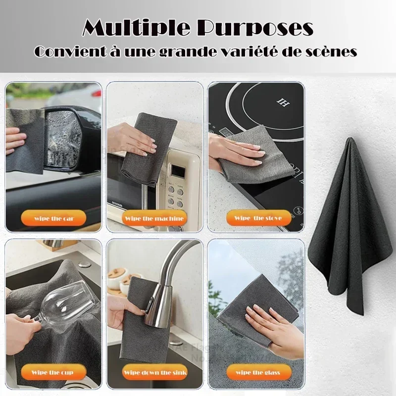 5PCS Magic Cleaning Cloths Washing Rags Car Window Mirror Wipe Towels Rag Microfiber Cleaning Cloths Household Auto Detailing