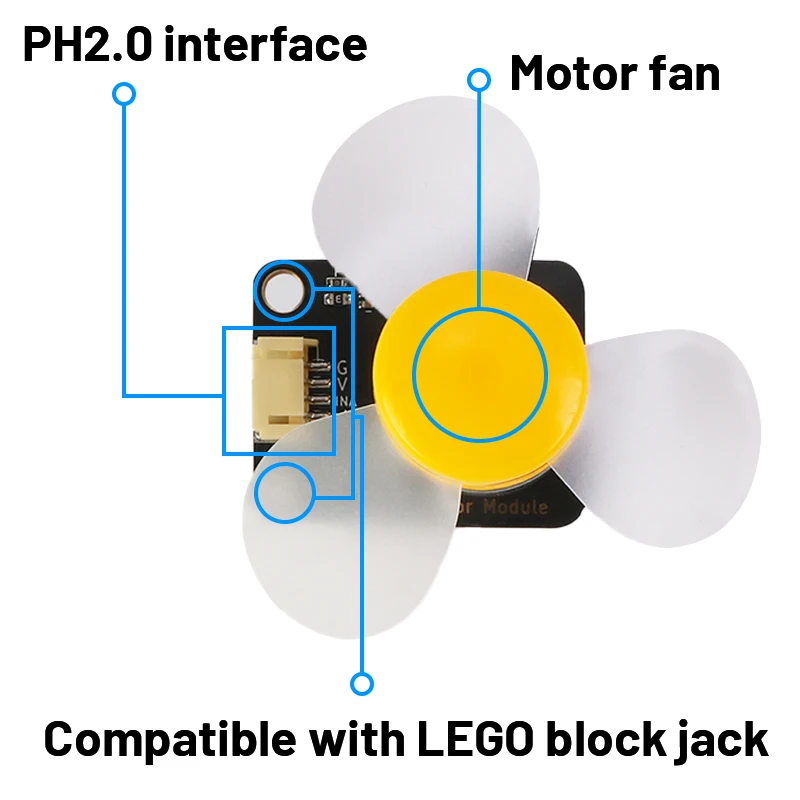 DC motor with fan blade motor forward and reverse motor switch PWM speed regulation 5V compatible with LEGO building block image 4