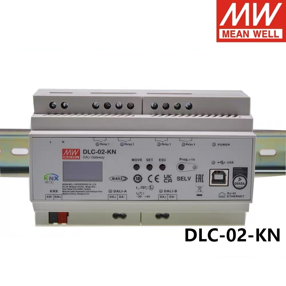 MEAN WELL DLC-02 DRC-02-KN DALI Multi-master Digital Lighting Controller with BUS Channels Support Dali2 Device Power Supply