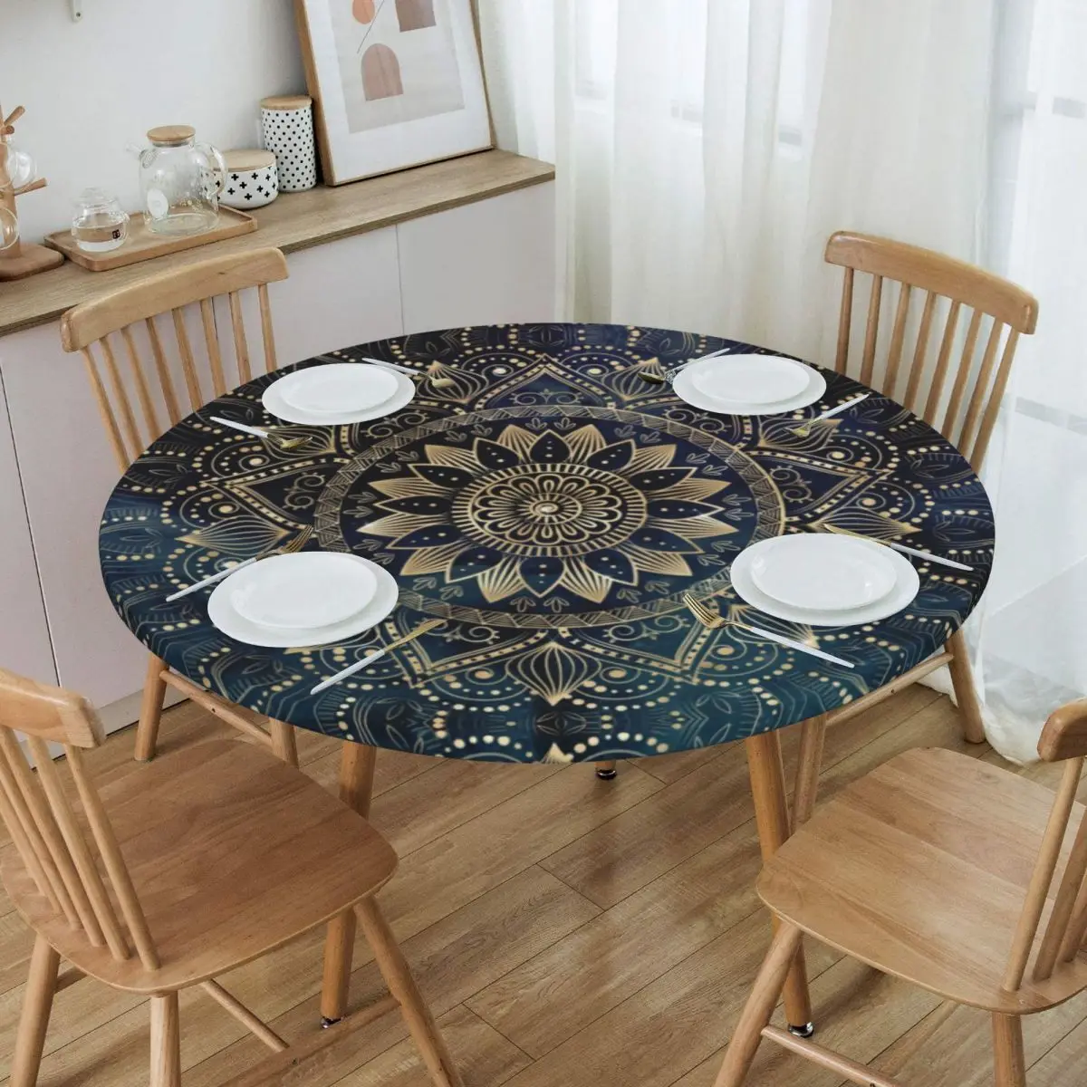 

Round Round Table Cloth Tablecloth Fit 45"-50" Elastic Edge Table Cloth Boho Table Covers