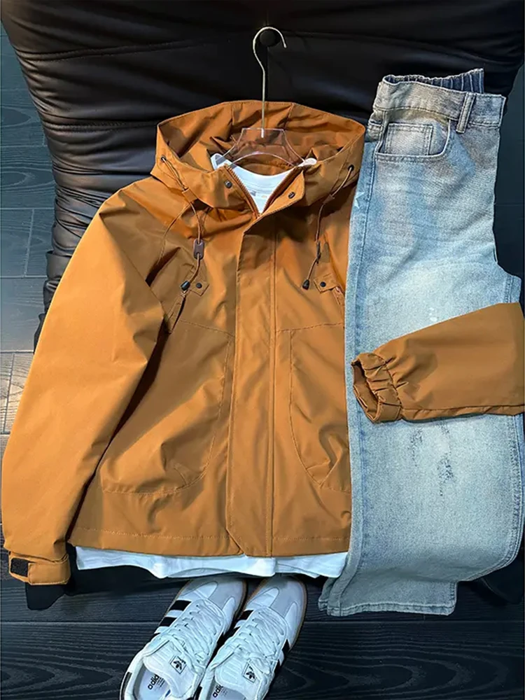 

Outdoor Softell Jaet ex Workwear Coat Autumn Climbing Waterproof Polyester Fiber Long Sve Zipper Closure Hat Included