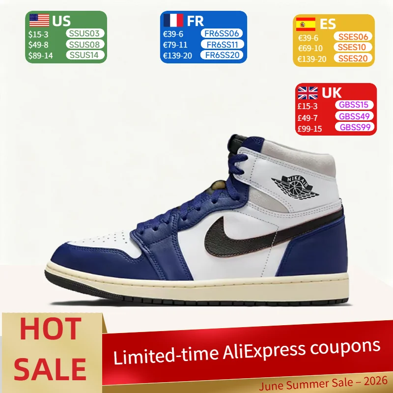 Nike Jordan Air Jordan 1 Durable Breathable Lightweight Mid-Top Premium Versatile Casual Basketball Shoes Men's DZ5485-100