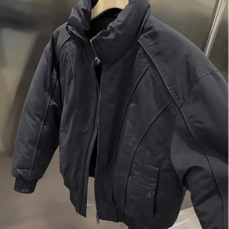 Men's  Autumn‑Winter American‑Style Short‑Length Stand‑Collar Padded Coat, Thickened Fashion‑Design Casual Outerwear For Daily
