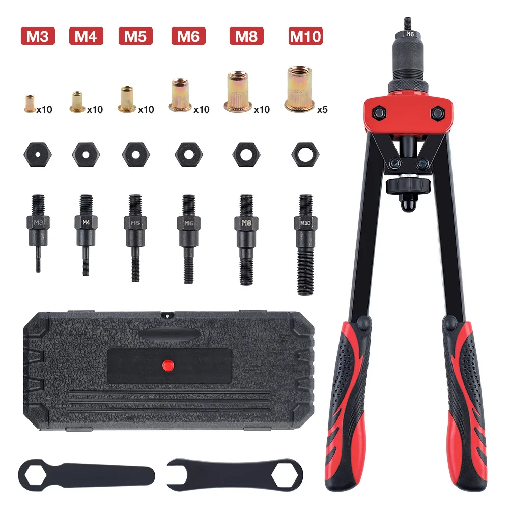 Insert Type Manual Rivet Nut Gun, Suitable For M3 M4 M5 M6 M8 M10 Nuts, Including Wrench And Tool Box, Rivet Nut Tool Set