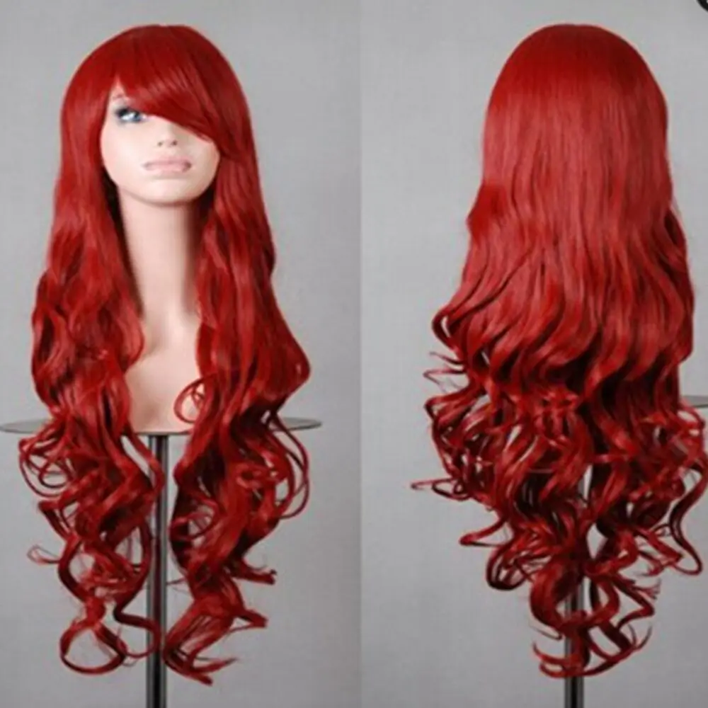 Vibrant Curly Wave Wig with Bangs - Synthetic Hair, Buckle Net Cap, Elegant Style for Women