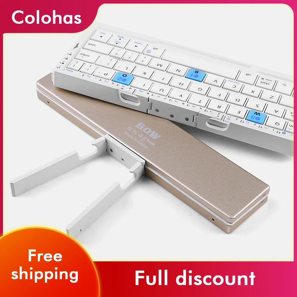 1 teclado plegable Bluetooth teclado recargable Mini teclado inalámbrico plegable teclado de aluminio para tableta iPad Universal