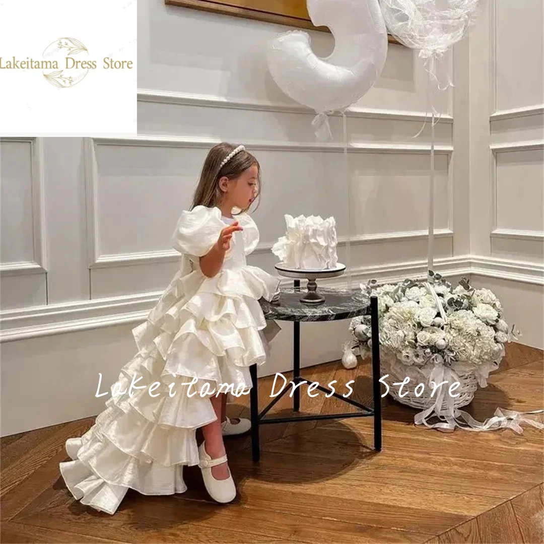 Vestido de cetim puffy menina com laço, florista em camadas, festa de aniversário, princesa, concurso, vestido de primeira comunhão, casamento infantil